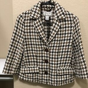 Fossil Brand Houndstooth Cotton and Wool Blazer